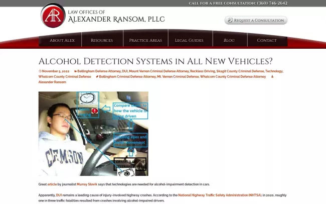 Screenshot of the Law Office Alexander Ransom, PLLC Blog