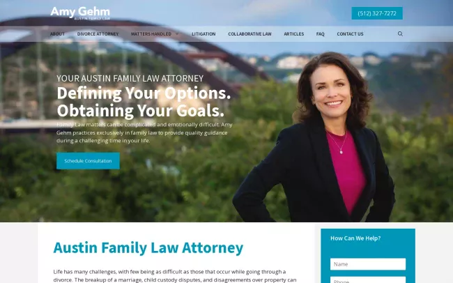 Screenshot of the Law Office of Amy K. Gehm, L.L.C. Website
