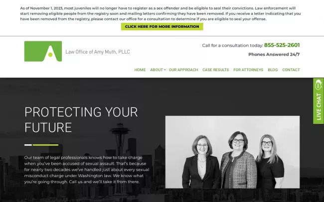 Screenshot of the Law Office of Amy Muth, PLLC Website