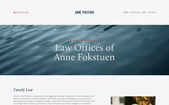 Screenshot of the Law Office Of Anne Fokstuen Website