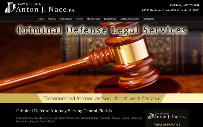 Screenshot of the Office of Anton J. Nace, P.A. Website