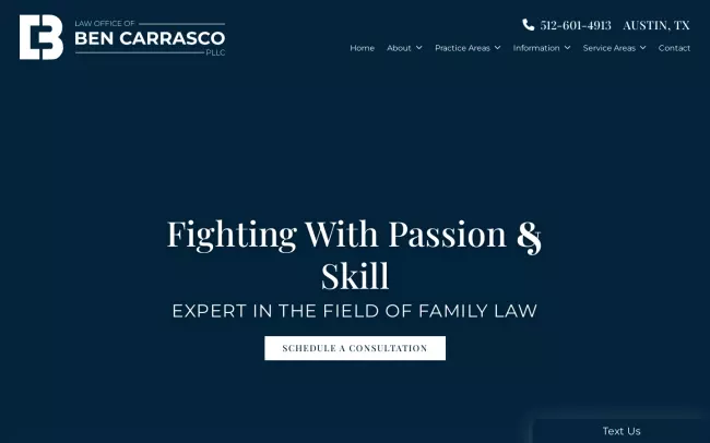Screenshot of the Law Office of Ben Carrasco, PLLC Website