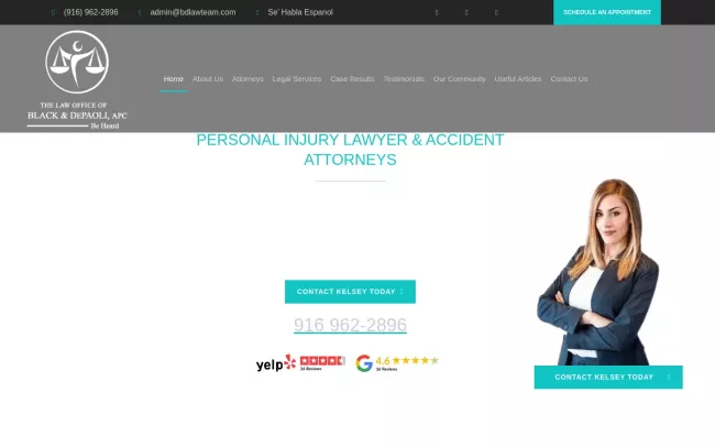 Screenshot of the The Law Office of Black & DePaoli, APC Website