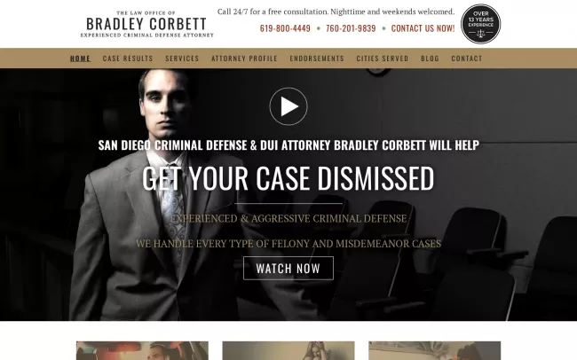 Screenshot of the Law Office of Bradley R. Corbett Website