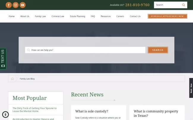 Screenshot of the Law Office of Bryan Fagan Blog