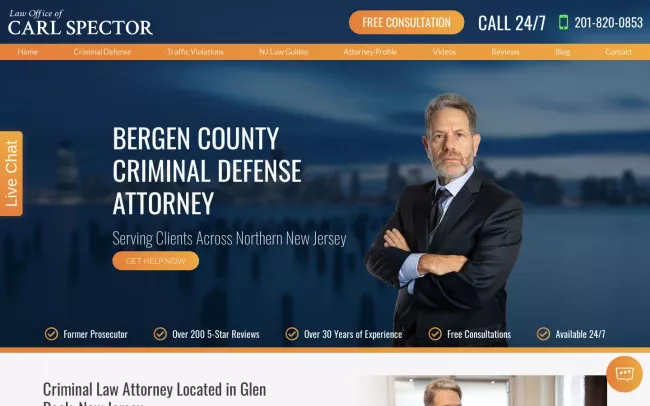 Screenshot of the Law Office of Carl Spector Website