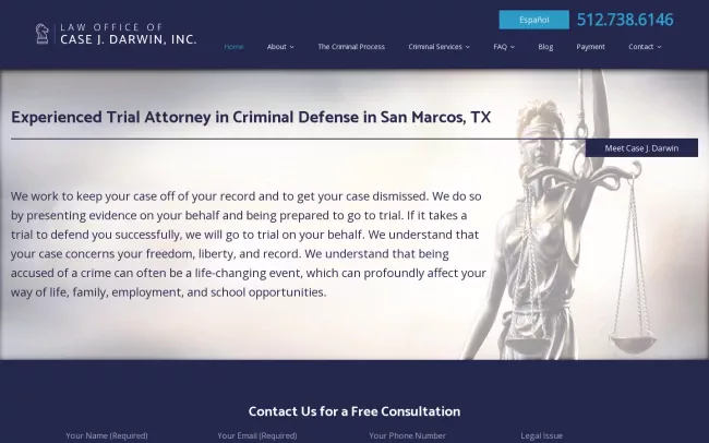 Screenshot of the Law Office of Case J. Darwin Website