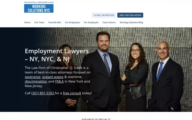Screenshot of the Working Solutions Law Firm Website