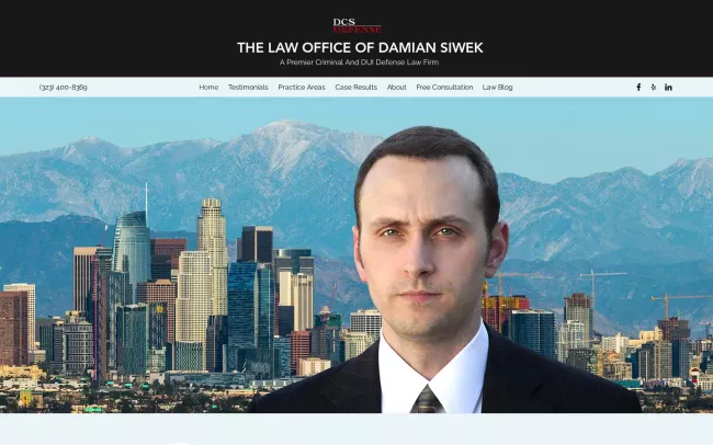 Screenshot of the The Law Office Of Damian Siwek Website