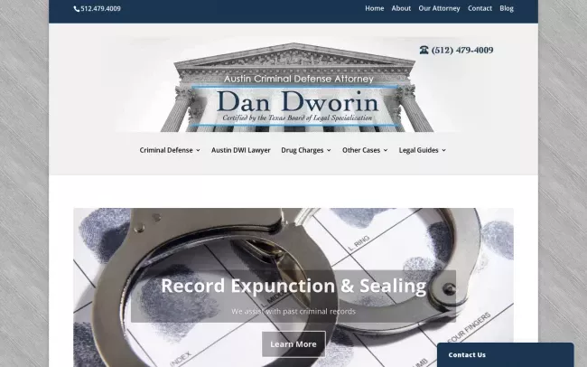 Screenshot of the Law Office of Dan Dworin Website