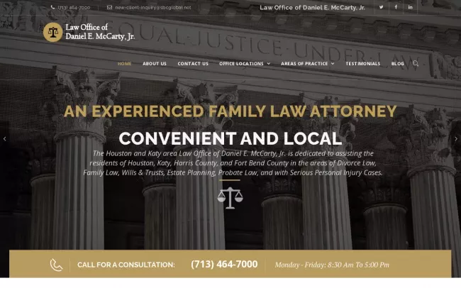Screenshot of the Law Office of Daniel E. McCarty Jr. Website