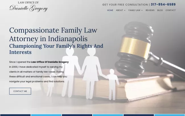 Screenshot of the Law Office Of Danielle Gregory Website