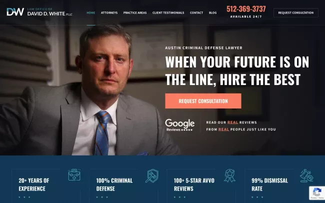 Screenshot of the Law Office of David D. White, PLLC Website