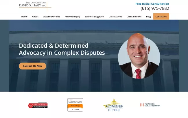 Screenshot of the Law Firm of David S. Hagy, PLC. Website