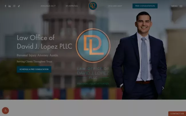 Screenshot of the The Law Office of David J. Lopez PLLC Website