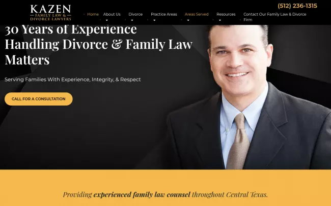 Screenshot of the Law Office of David A. Kazen Website