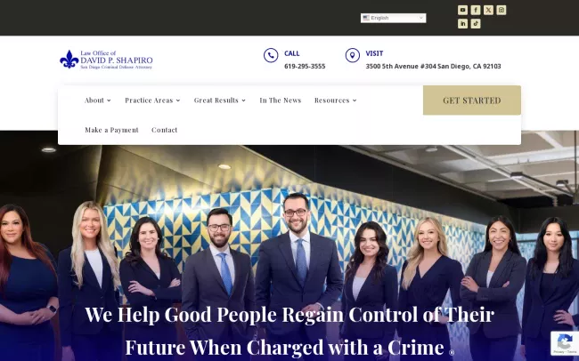 Screenshot of the David P. Shapiro Criminal Defense Attorneys Website