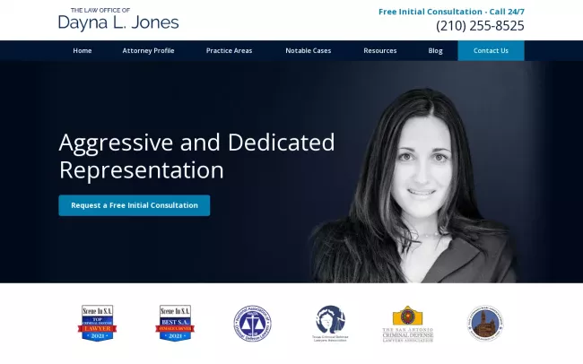 Screenshot of the Law Office of Dayna L Jones Website