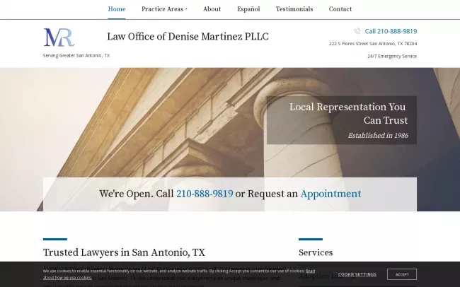 Screenshot of the Law Office of Denise Martinez PLLC Website