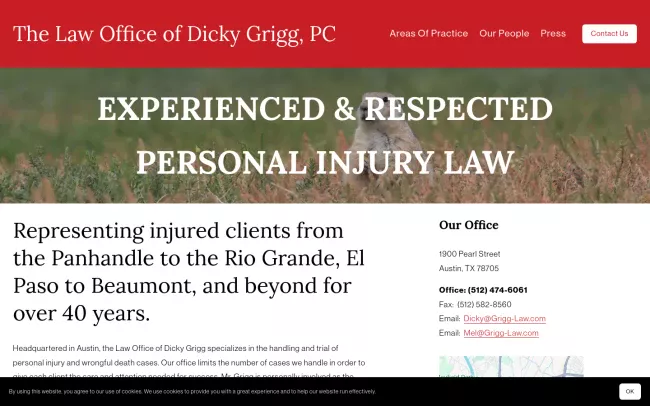Screenshot of the The Law Office of Dicky Grigg, PC Website