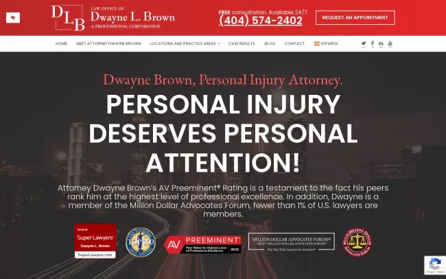 Screenshot of the Law Office of Dwayne L. Brown Website