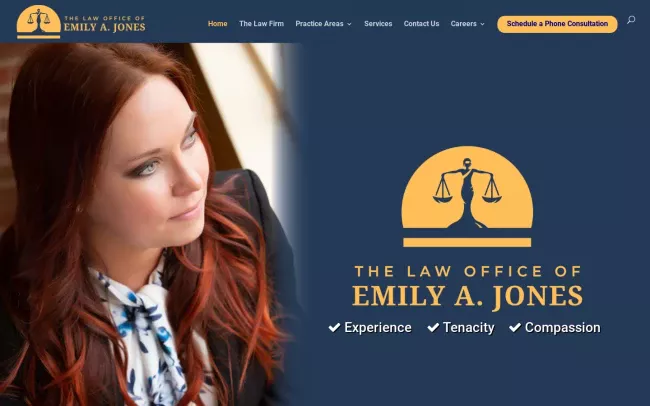 Screenshot of the The Law Office of Emily Jones Website