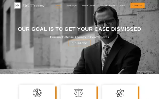 Screenshot of the Law Office of Eric Harron Website