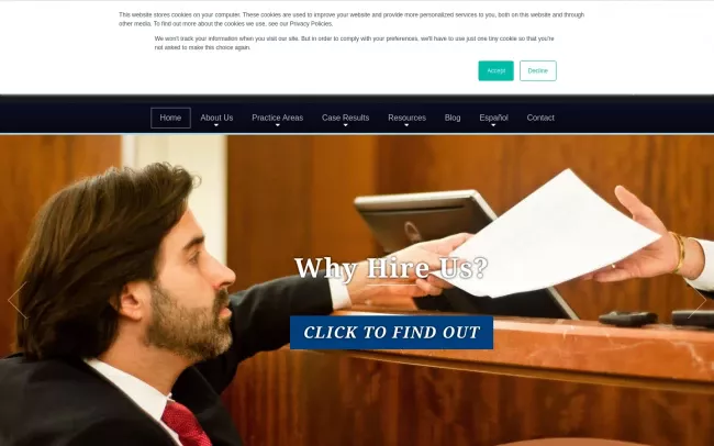 Screenshot of the Law Office of Greg Tsioros Website