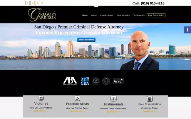 Screenshot of the Law Office of Gregory Garrison Website