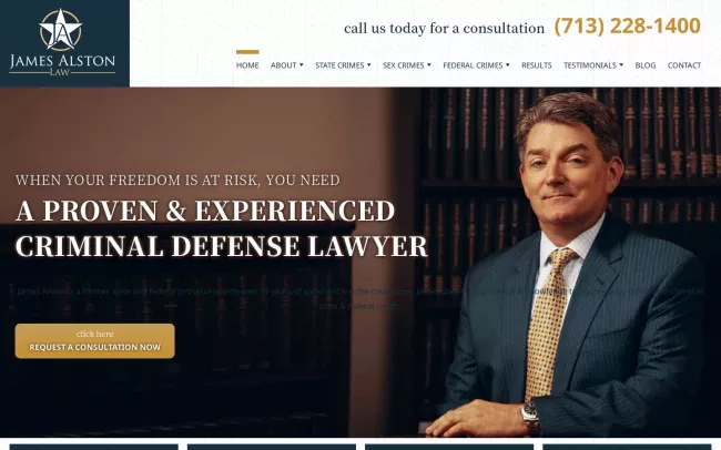 Screenshot of the James Alston Law - Federal Criminal Defense Attorney Website