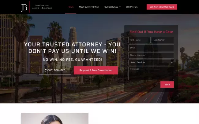 Screenshot of the Law Office of Jasmine H. Barkodar Website