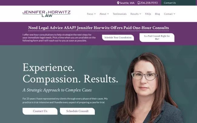 Screenshot of the Law Office of Jennifer Horwitz Website