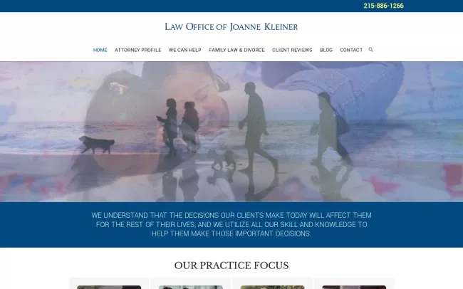 Screenshot of the Law Office of Joanne E. Kleiner Website