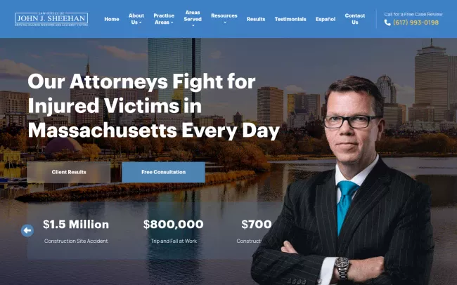 Screenshot of the Law Office of John J. Sheehan, LLC Website