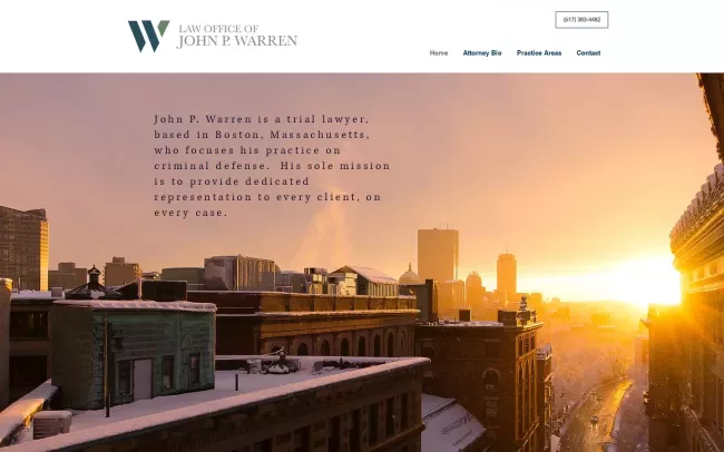 Screenshot of the Law Office of John P. Warren, P.C. Website