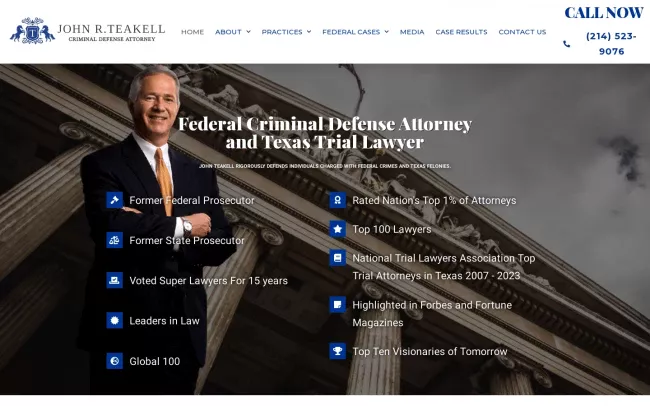 Screenshot of the Law Office of John R. Teakell Website