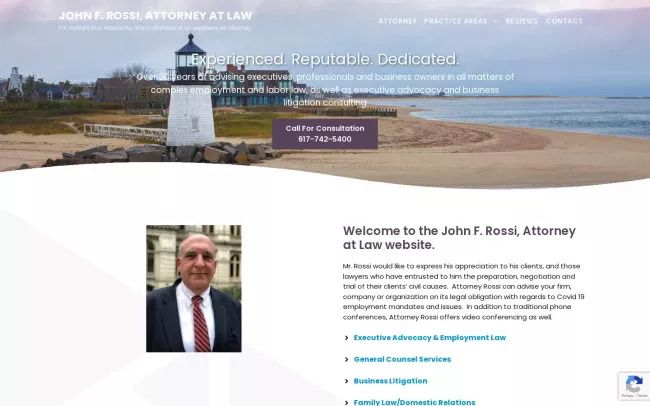 Screenshot of the Law Office of John Rossi Website