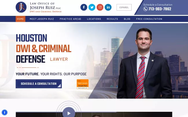 Screenshot of the Law Office of Joseph Ruiz, PLLC Website