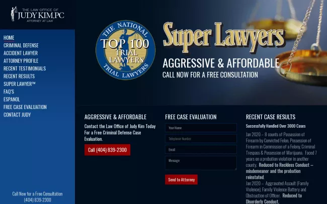 Screenshot of the Law Office of Judy Kim Website