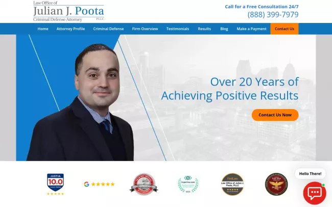 Screenshot of the Law Office of Julian J. Poota, PLLC Website