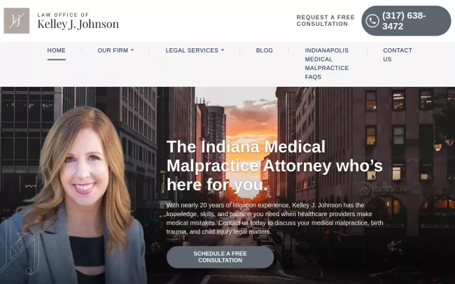 Screenshot of the Law Office of Kelley J. Johnson Website