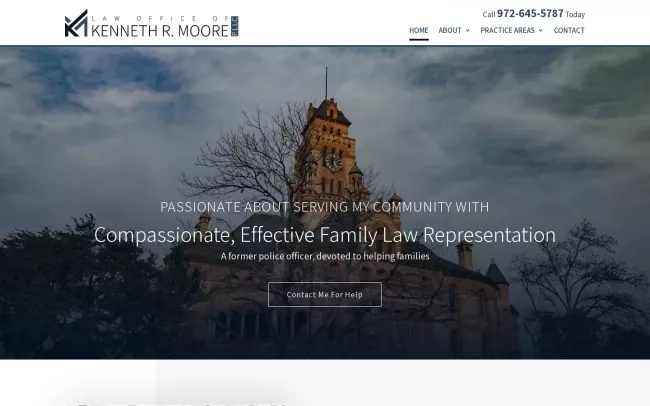 Screenshot of the Law Office of Kenneth R. Moore, PLLC Website