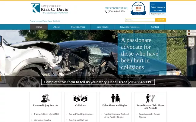Screenshot of the Law Office of Kirk C. Davis, PLLC Website