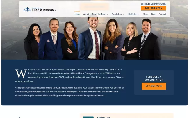 Screenshot of the Law Office of Lisa Richardson, P.C. Website