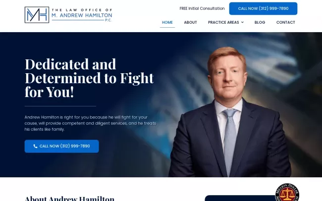 Screenshot of the Law Office of M. Andrew Hamilton, PC Website