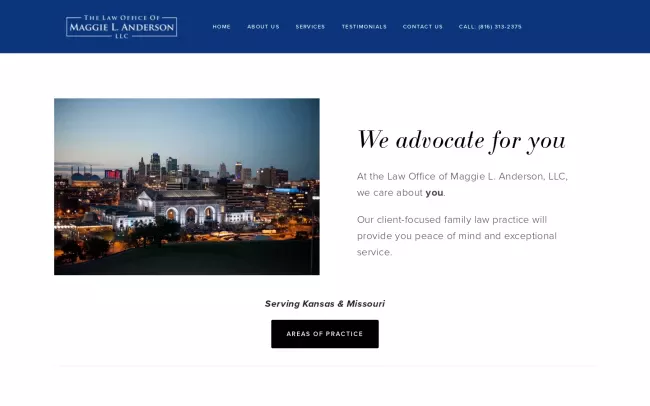 Screenshot of the The Law Office of Maggie L. Anderson Website