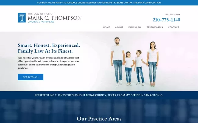 Screenshot of the The Law Office of Mark C. Thompson Website