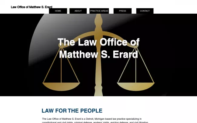 Screenshot of the Law Office of Matthew S. Erard, PLLC Website