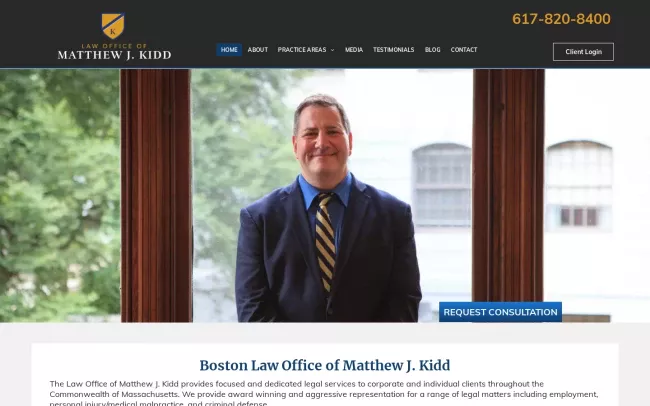 Screenshot of the The Law Office of Matthew J. Kidd & Associates, P.C. Website