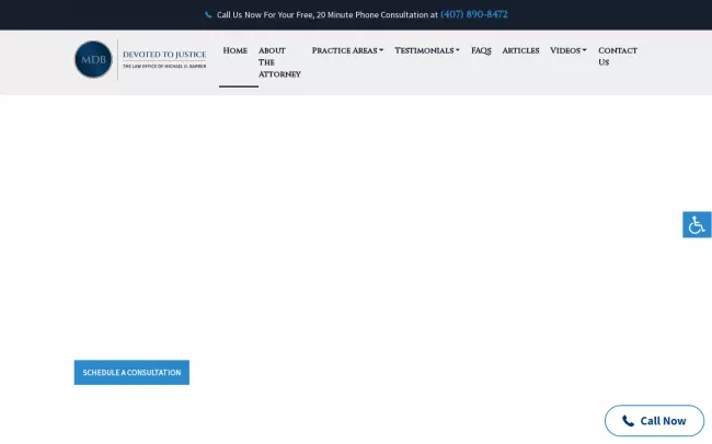Screenshot of the The Law Office of Michael D. Barber Website